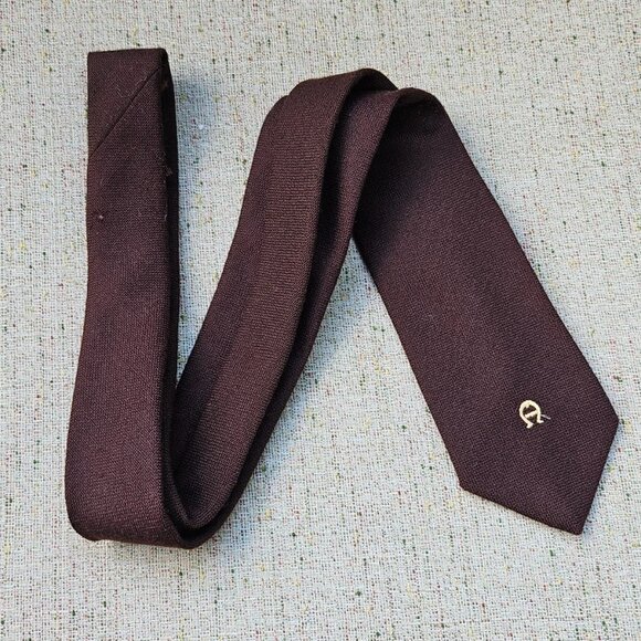 Vintage Etienne Aigner Men Ties Dark Brown Clasic Necktie - Picture 6 of 10